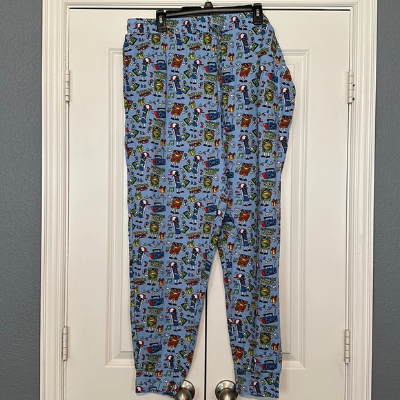 New Men’s blue pajama lounge Christmas Rapping Paper pj pants size XL - Picture 3 of 7